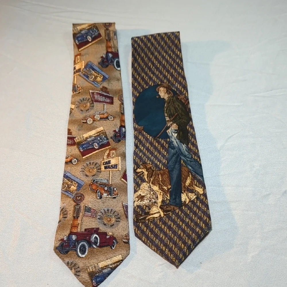 Men's Tie Set, Saturday Evening Post And Vintage Cars, Beautiful Mens Ties ..